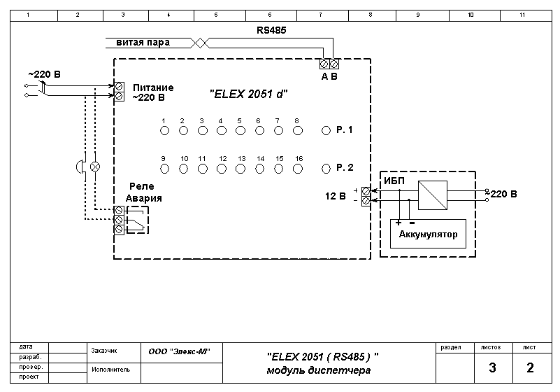 Элекс 2051 модуль диспетчера